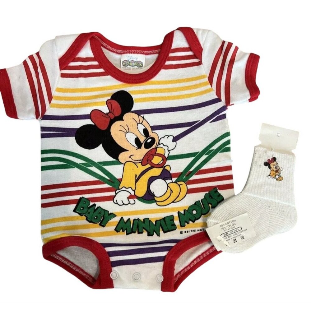 Vintage Minnie Mouse Baby Romper Disney Babies NWT Newborn 6M